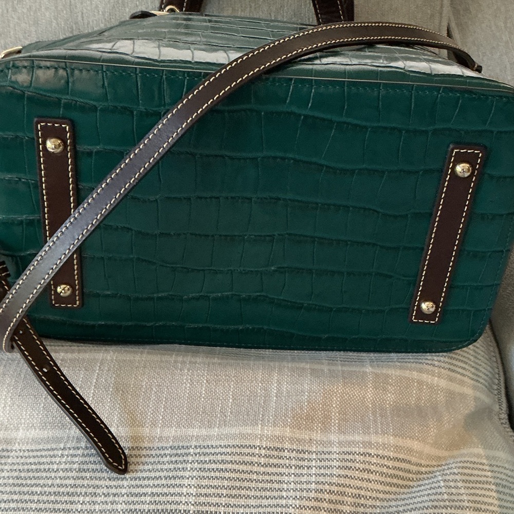 Dooney & Bourke Teal Croc-Embossed Satchel - Picture 3 of 8